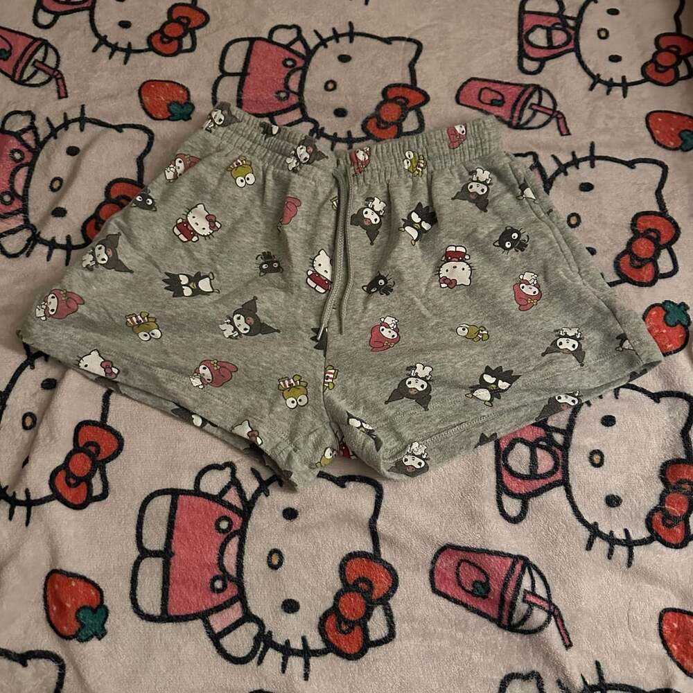 Sanrio Hello Kitty and Friends All-Over Print Gray Sweat Shorts